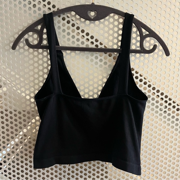 Free People Intimately Cropped Tank/Bra Top Size Medium/Large in Black. Ruching - Picture 2 of 7